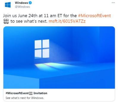 微软将在6月24日发布新版Windows