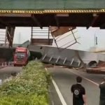 广东兴建中高架桥坍塌 货柜车驾驶死里逃生