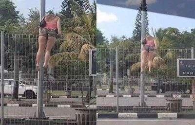 巴厘岛机场美女爬围栏举动，当被问及安全问题时，她的回答是……