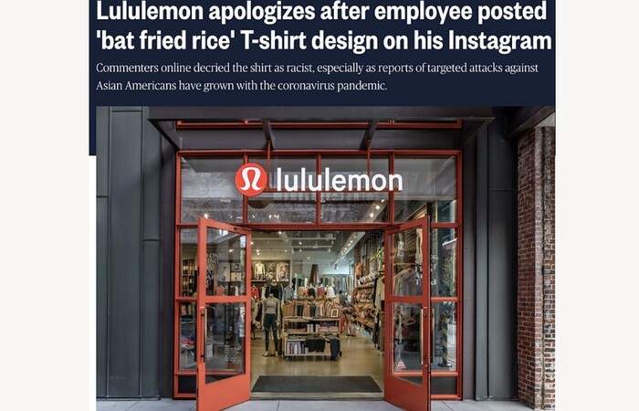 Lululemon apologizes after employee posted 'bat fried rice' T